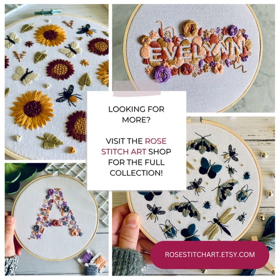 Flower Power Embroidery Pattern PDF – Retro Floral Hoop Wall Art