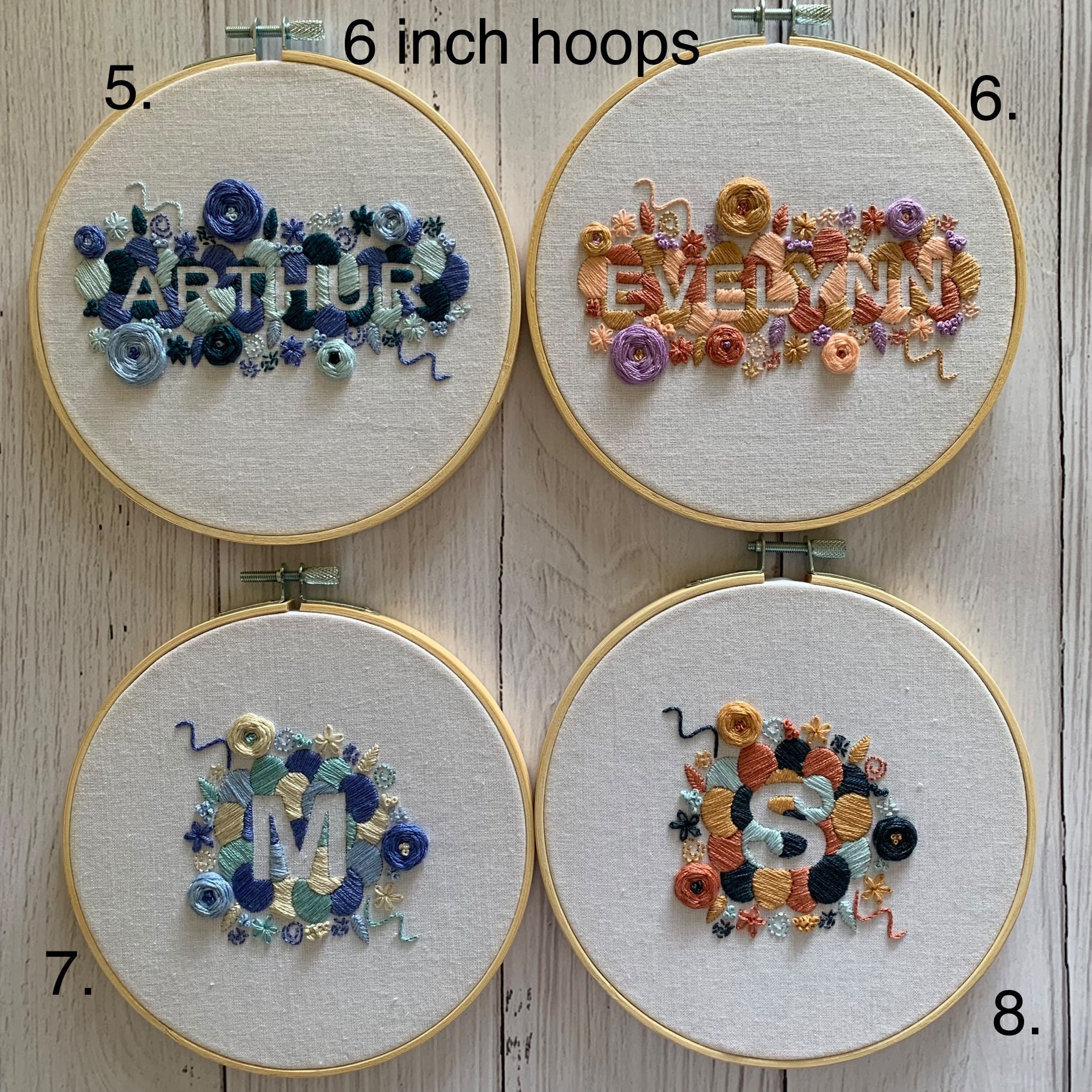 Mini embroidery hoops! Each is about the size of a quarter but I ran out of  hoops for the peace sign one. I plan on selling them at a craft fair as