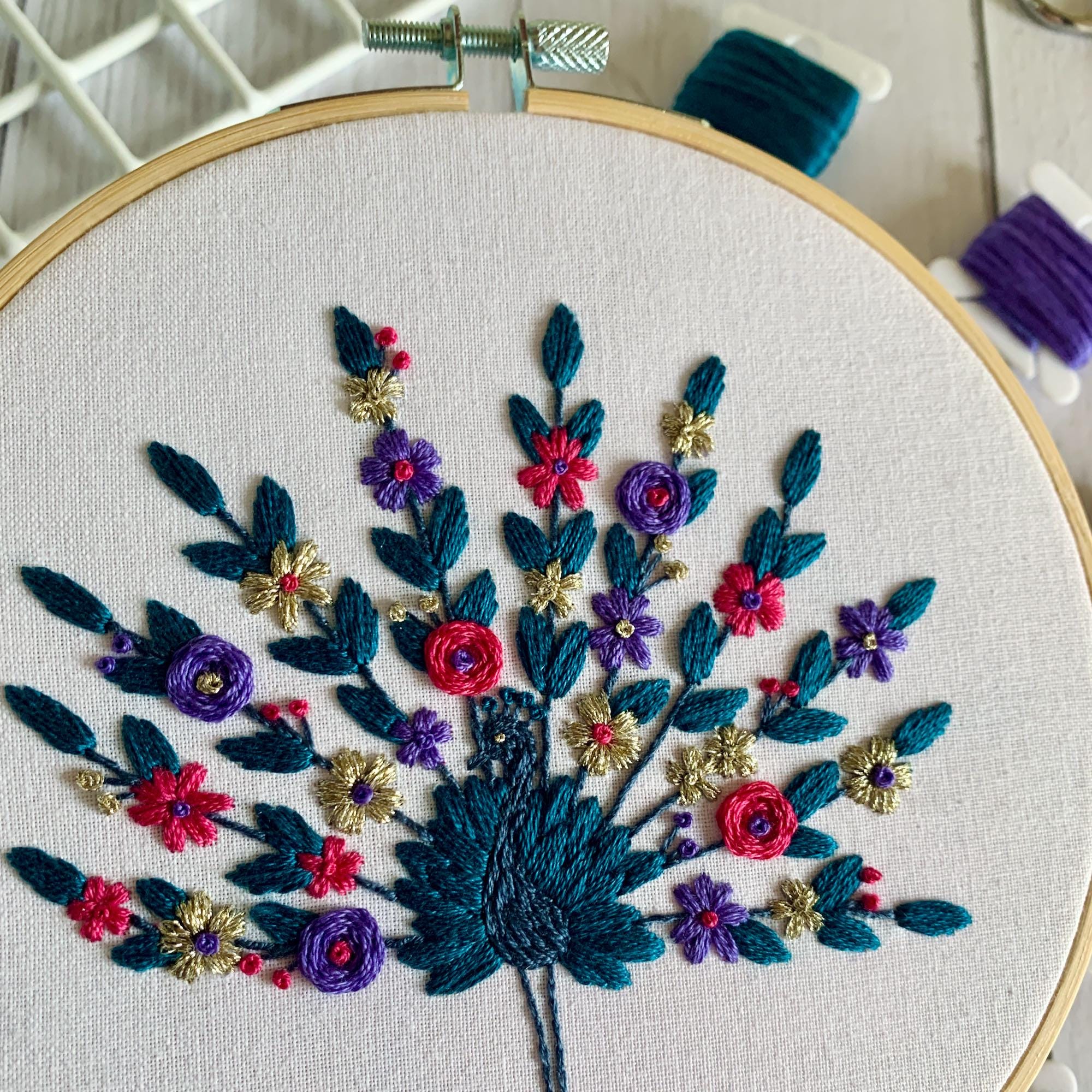 花柄の孔雀刺繍パターンPDF – ボヘミアンスタイルの鳥の壁飾り - Etsy 日本