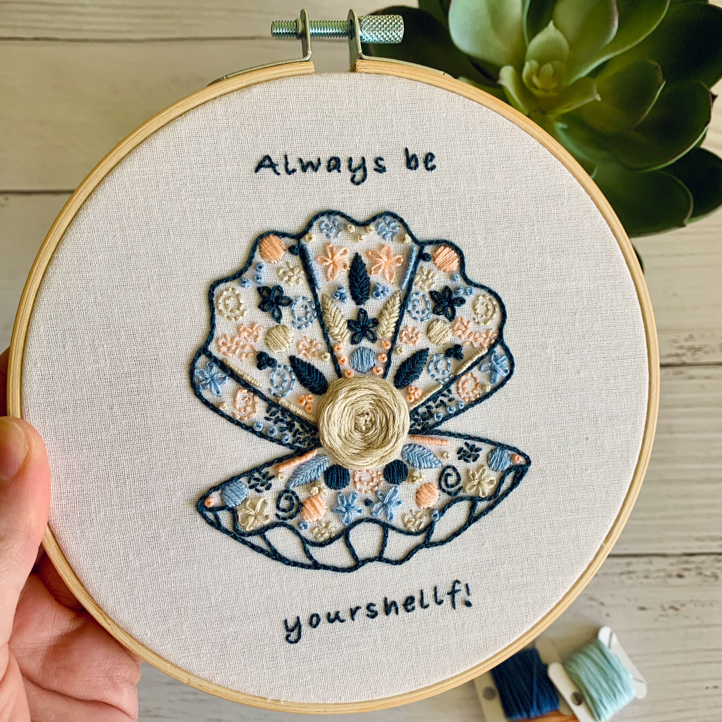 Digital Download. Clam and Pearl Embroidery Hoop Art PDF Pattern With Instructions. Oyster Pun Sea Animal Beginner Crewel Wall Decor Project Etsy
