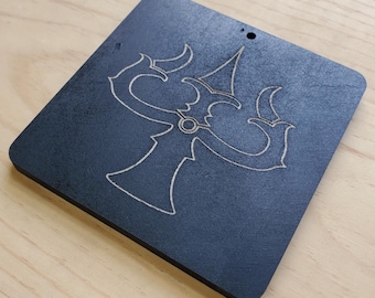 Trishula Sign 3.75"x3.75" Wood Plastic-Free Lord Shiva Trident Hindu Shaivaite Śaivasampradāyaḥ