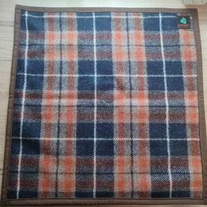 Wool and waxed canvas sit mat, plaid tartan tweed seat mat pad Bushcraft outdoors sit mat