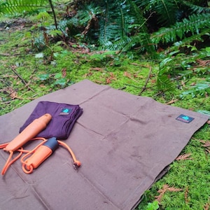 Bushcraft waxed canvas Forest Utility Mat, Canvas sit mat, Picnic bushcraft camping mat.