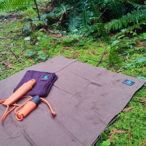 Bushcraft waxed canvas Forest Utility Mat, Canvas sit mat, Picnic bushcraft camping mat.