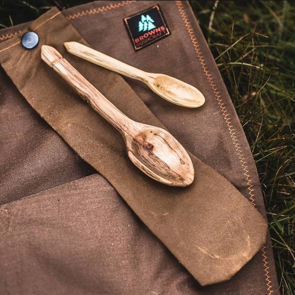 Waxed canvas bushcraft cutlery spork pouch peg pouch camping pouch