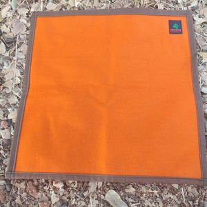 Waxed Canvas and wool Orange sit mat, up cycled ex military wool blanket sit mat canvas mat bushcraft mat