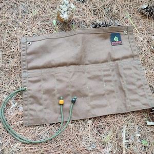 Bigfoot Canvas Co. Bushcraft Waxed Canvas Mini Tool Roll, Bushcraft Tool Roll. Cutlery, Carving Tools Roll