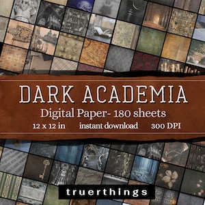 Dark Academia Aesthetic Digital Art Collage Papier Bundle Viktorianisches Scrapbook Papier Mega Art Kit Druckbares Papier Antike Tapete Texturen