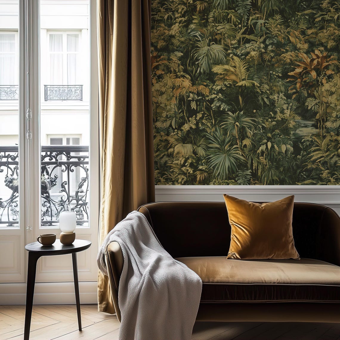 Landscape Wall Mural Botanical Green Textured Wallpaper Peel and Stick ...