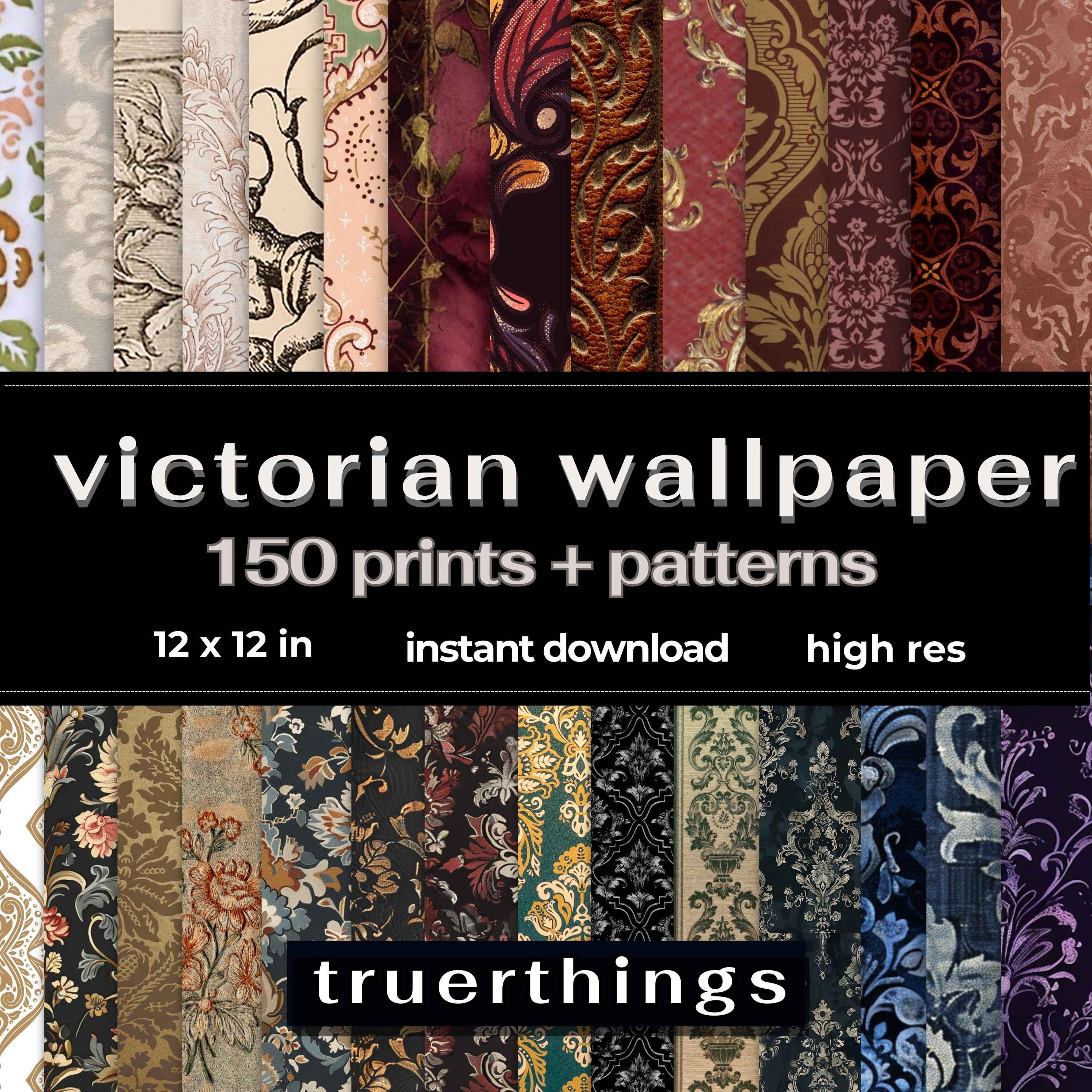 Victorian Wallpaper Digital Download High Resolution Scrapbook Paper Patterns Damask  Prints Vintage Baroque Collage Wall Art Printable Kit