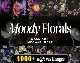 Moody Floral Art Print Wall Art Set Digital Download Gallery Wall Printable Bundle Art Print Flowers Wall Art Vintage Dark Academia Painting
