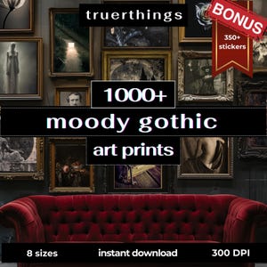 Moody Gothic Mega Bundle Galerie Wand Digitale Kunst Halloween Viktorianischen digitalen Download Antike Drucke Dark Academia Whimsigoth Moody Florals