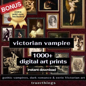 Victorian Vampire Digital Download Gallery Wall Art Gothic Romance Printable Bundle Dark Valentines Decor Spooky Collage Kit Dark Academia