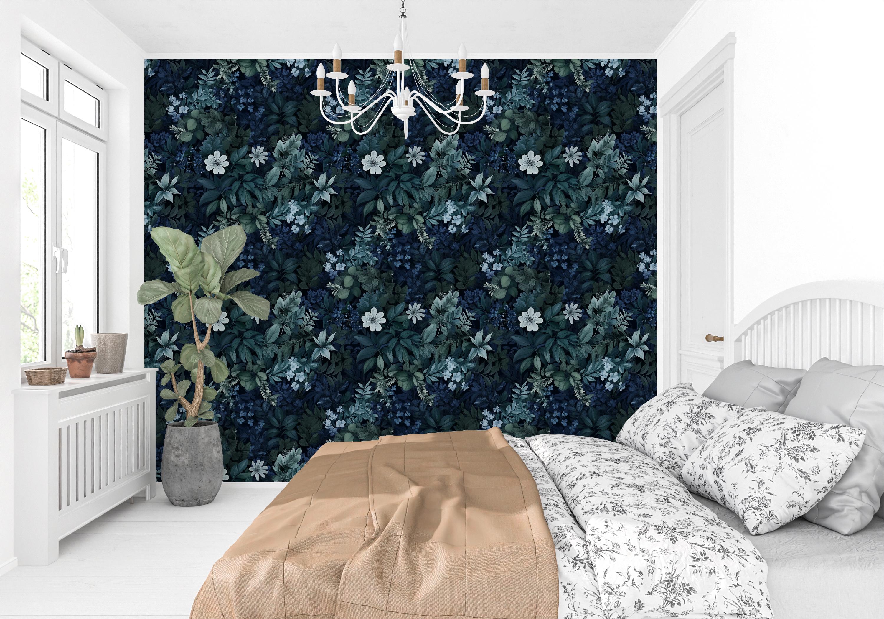 Floral Peel & Stick Wallpaper Dainty Botanical Blue Wall Covering for ...
