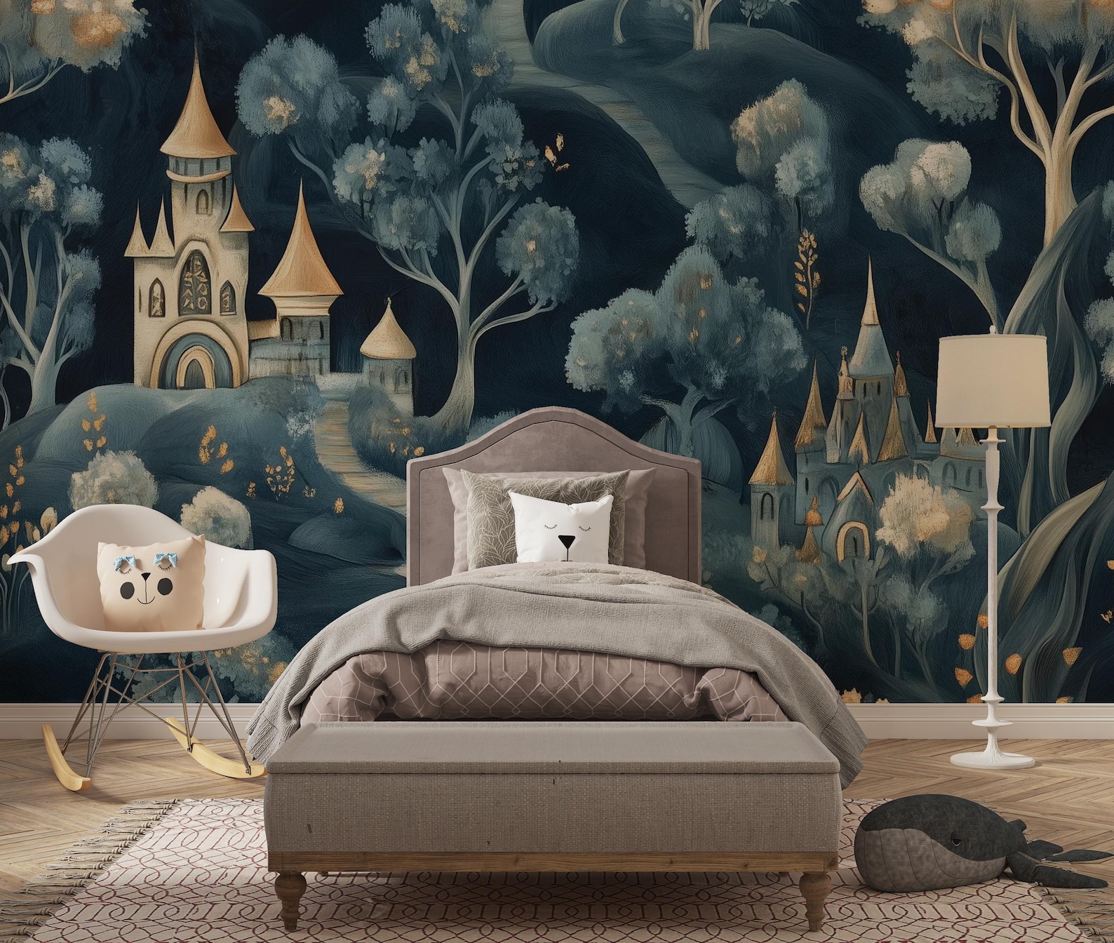 Playroom Wallpaper Castle Fairytale Scene Mural Landscape Wall Covering ...