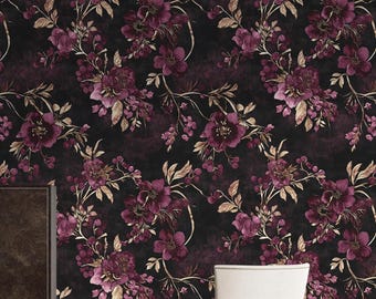 Burgundy Wallpaper Moody Decor for Bedroom Romantic Wall Covering Victorian Dark Academia Aesthetic Castlecore Removable Wallpaper Red Gold