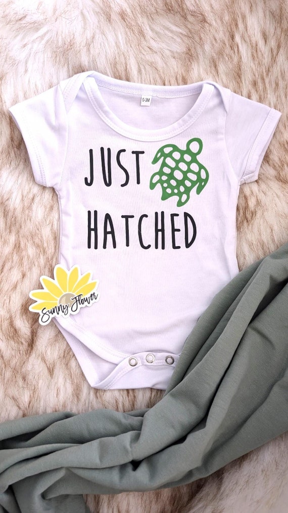 Just Hatched Onesies Brand Bodysuit Sea Turtle newborn Outfit Baby Shower Gift cute Baby Outfit baby Announcement gerber Onesies Brand Etsy