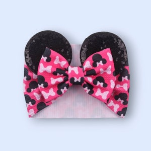 Mouse Ears Headband Minnie Mouse | Newborn Outfit, Baby Shower Gift, Cute Baby Headband, Disney, Mickey Ears, Disney Baby, Pink Bow, Pretty