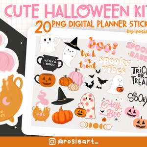 HALLOWEEN CUTE DIGITAL Stickers Set for digital planner, Halloween Clip Art, GoodNotes stickers, Pre-cropped stickers for GoodNotes, OneNote