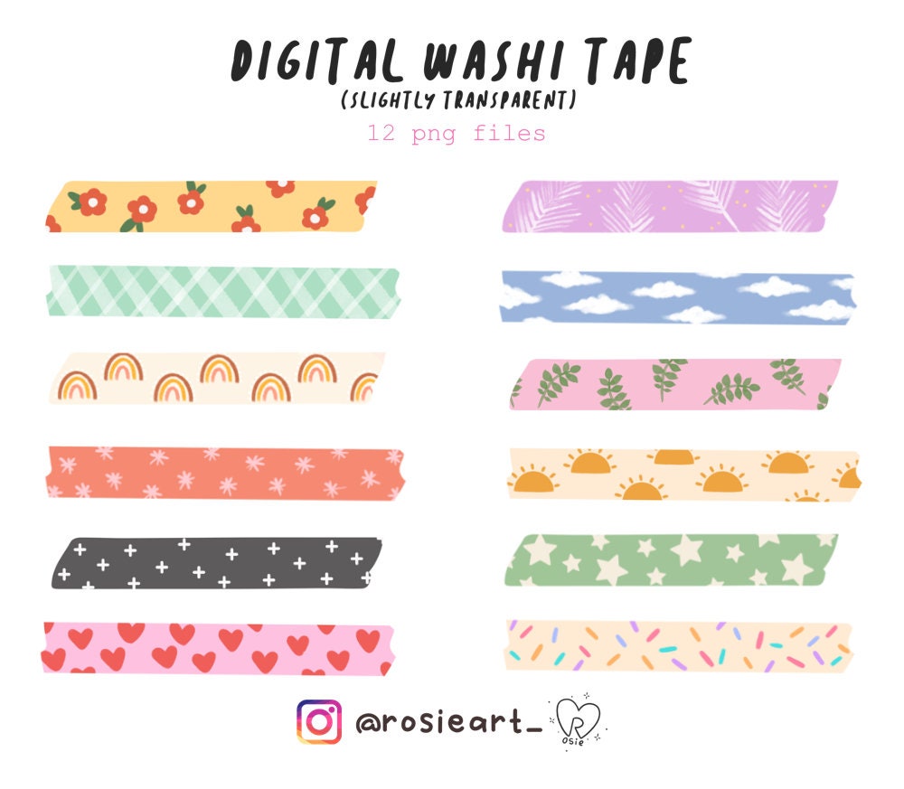 Digital Washi Tape Clipart PINK GARDEN FLORAL, Graphics with Floral  Geometric For Digital Planner, Goodnotes