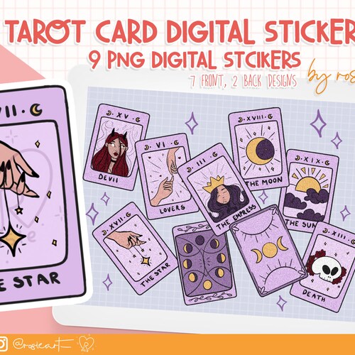 DIGITAL TAROT STICKERS Set for Digital Planner Clip Art Etsy