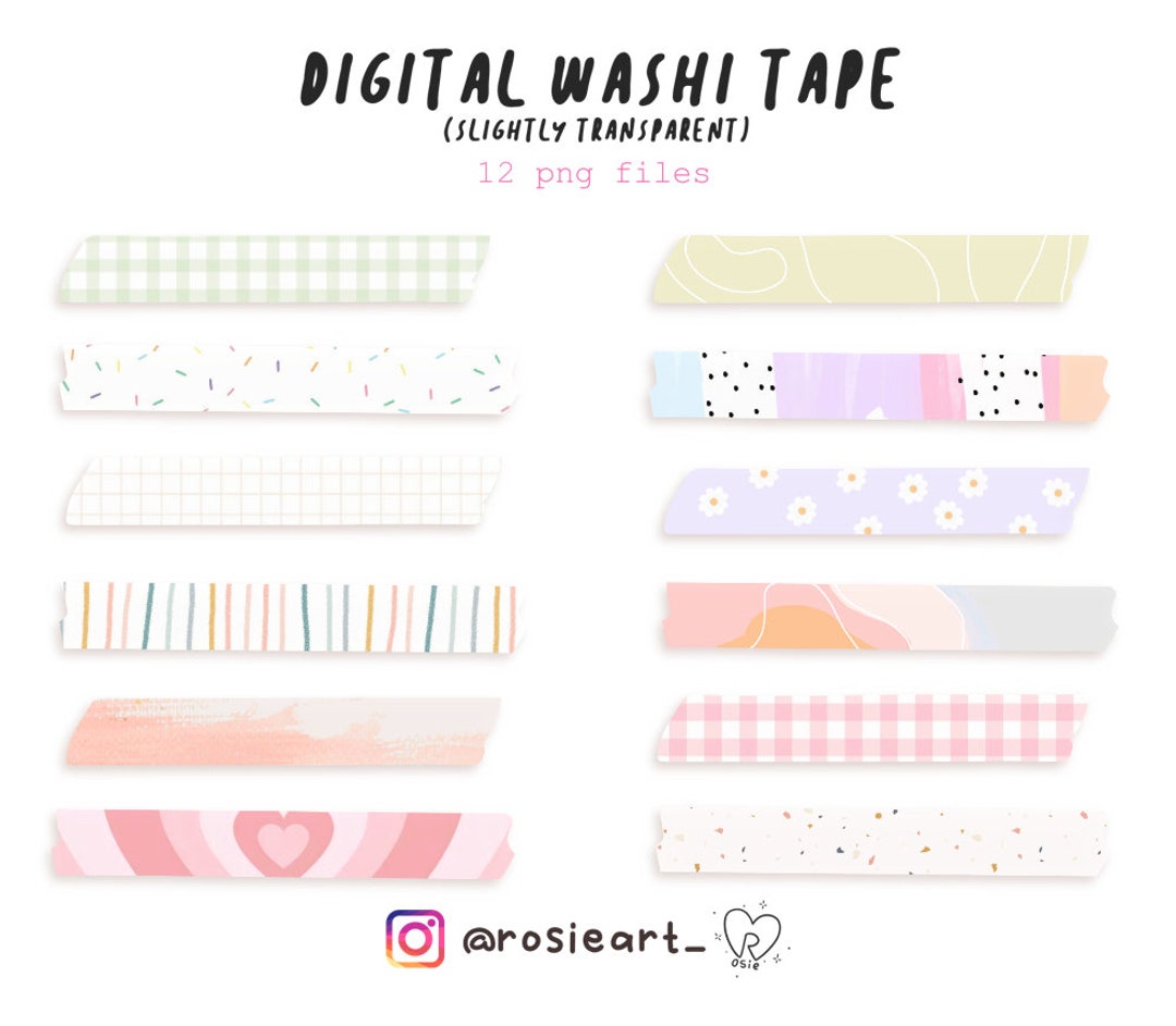 DIGITAL WASHI TAPE Y2K Aesthetic Pastel Washi Tape (Instant Download