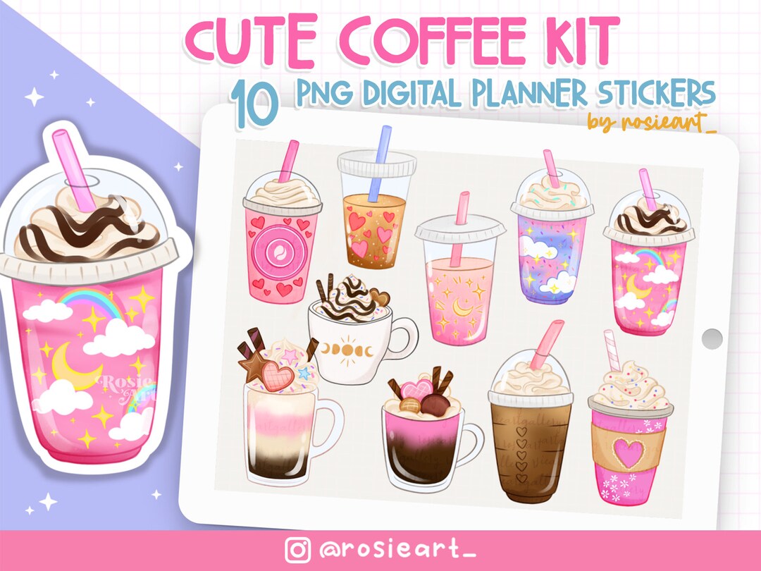 COFFEE LOVER DIGITAL Stickers Set for Digital Planner, Cofee Clip Art ...