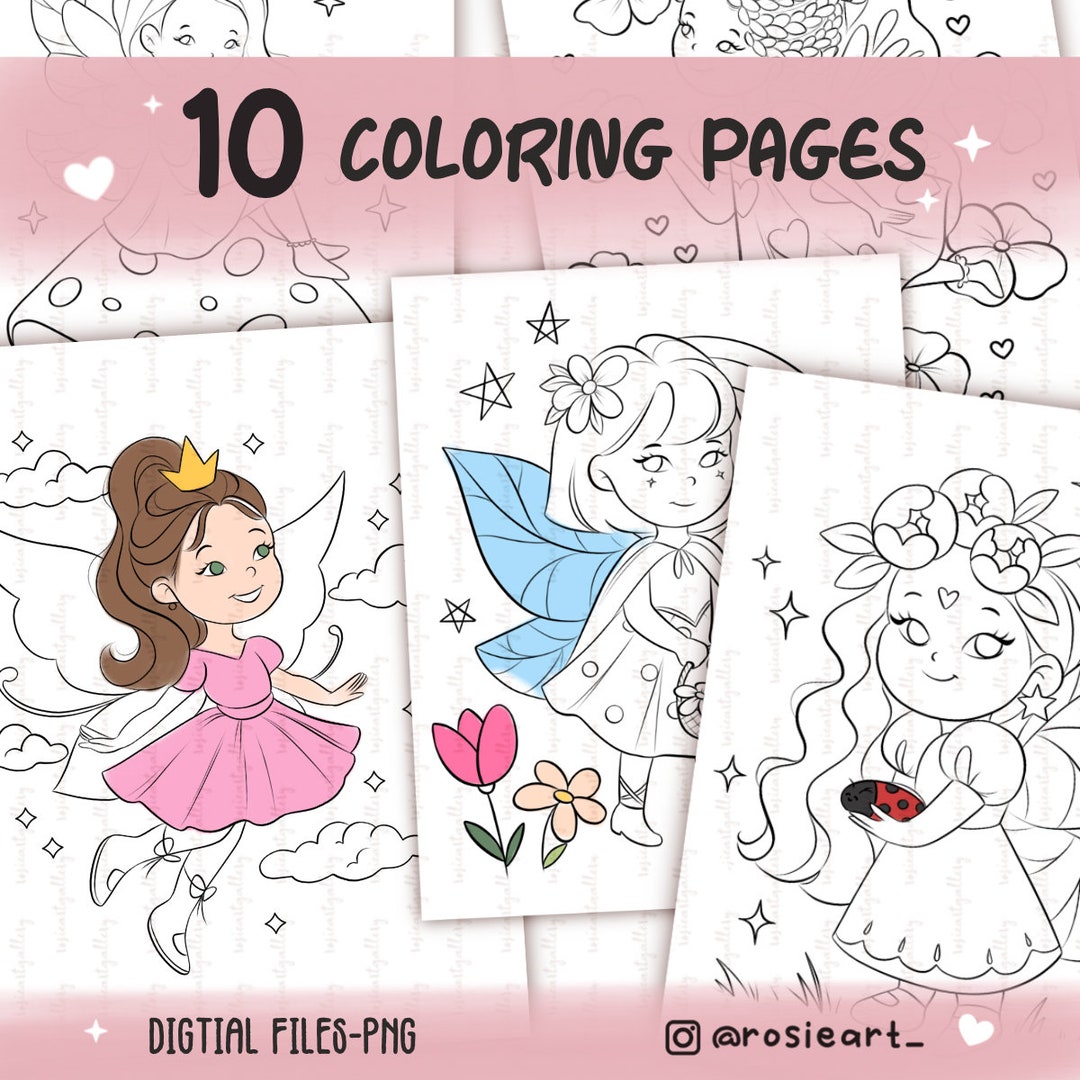 10 FAIRY Coloring Pages | Coloring Book for Kids | Printable Coloring ...