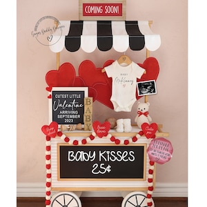 Valentines Pregnancy Announcement Digital\ Gender Neutral\ Baby Announcement\ Kissing Booth\ Valentine Baby Announce\ Valentine Social Media