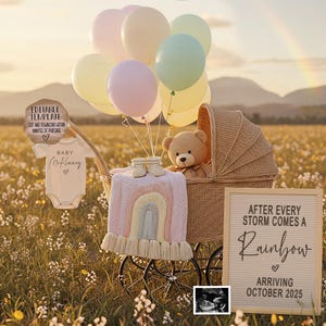 Rainbow Baby Announcement: Editable Template (Digital Download)