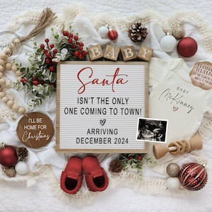 Due in December Pregnancy Announcement \ Digital Christmas Baby Announcement \ Gender Neutral\ Editable Template\ I'll be Home for Christmas