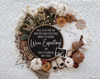 Fall Pregnancy Announcement: Autumn Baby Reveal, Editable Template (Digital Download)