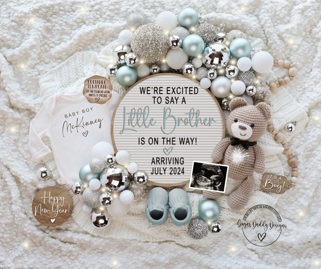New Year Baby Brother Digital Gender Announcement, It's a Boy Gender ...