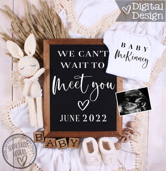 Custom Baby Announcement Digital File Can't Wait To Meet You