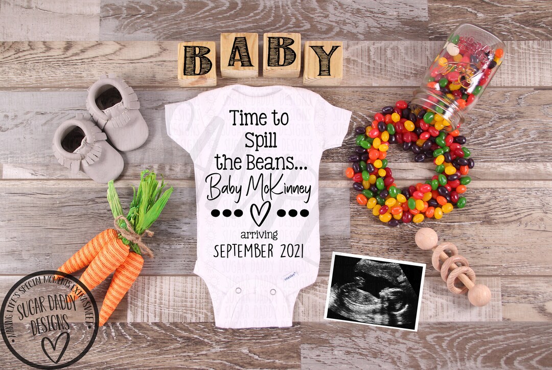 Spill the Beans Digital Pregnancy Announcement Personalized Etsy