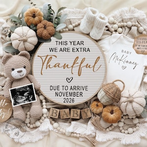 Thanksgiving Pregnancy Announcement: Editable Social Media Template (Digital Download