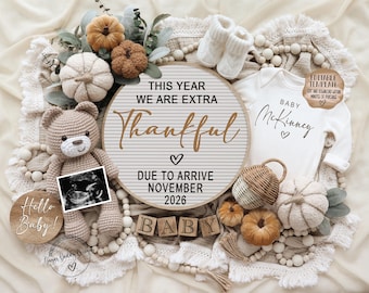Thanksgiving Pregnancy Announcement: Editable Social Media Template (Digital Download