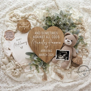 Digital Pregnancy Announcement Digital, Miracle Baby Announcement, Gender Neutral Editable Template, Social Media Announcement, Rainbow Baby