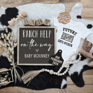 Ranch Help Pregnancy Announcement Digital, Cowboy Baby Announcement, Social Media Facebook Instagram, Editable Template, Future Gate Opener