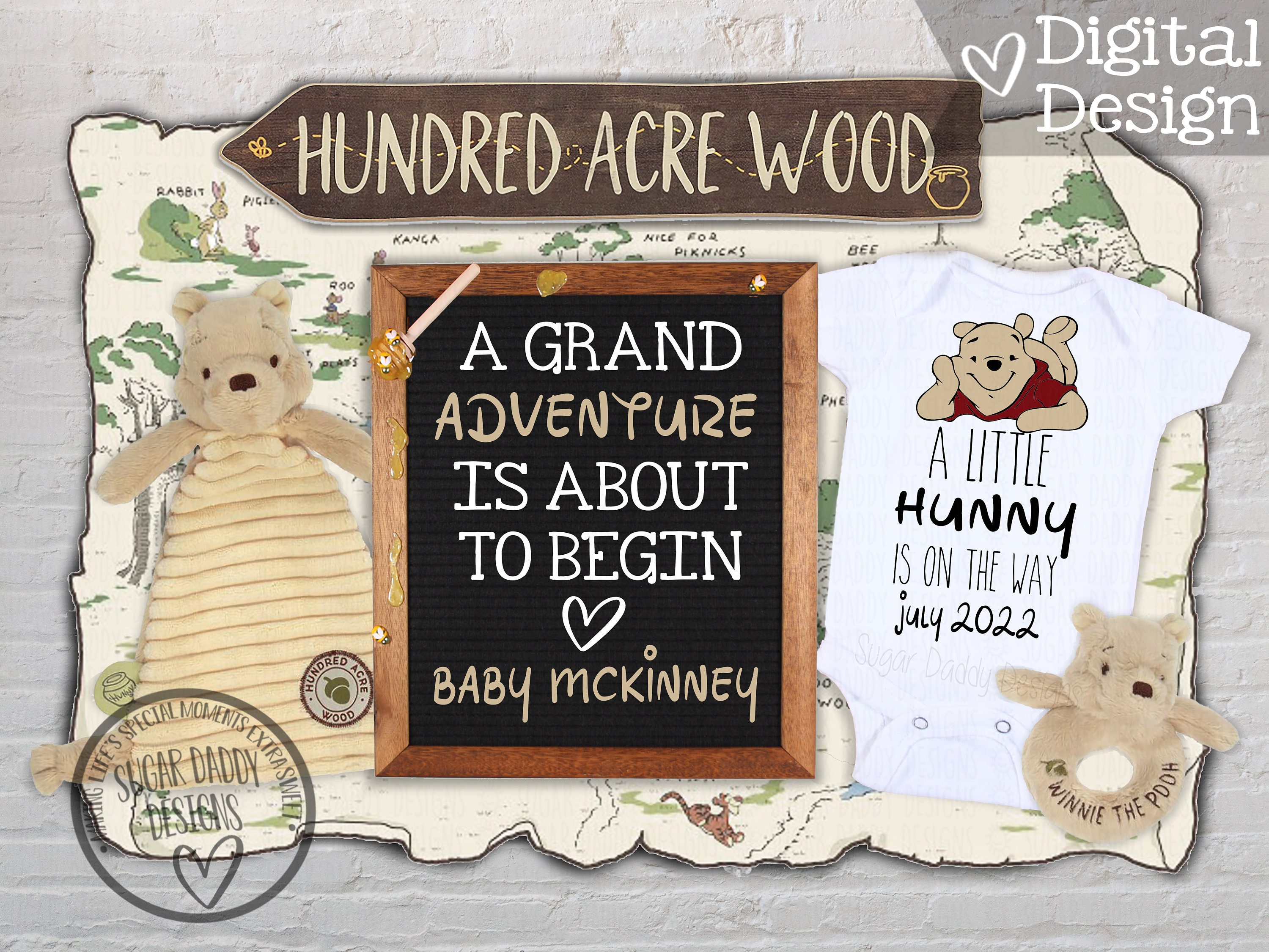 Winnie the Pooh Pregnancy Announcement for Social Media Etsy