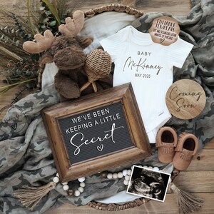 Custom Camouflage Baby Announcement - Moose Theme Pregnancy Reveal Template (Digital Download) image 2