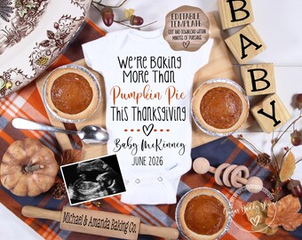 Thanksgiving Pregnancy Announcement: Pumpkin Pie Baby Reveal (Digital Design)