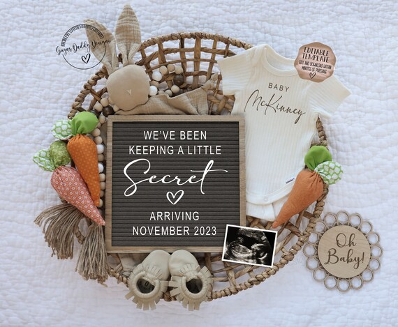 Easter Pregnancy Announcement Digital | Easter Baby Announcement | Social Media Facebook Instagram | Editable Template | Keeping A Secret Il_570xn