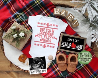 Christmas Pregnancy Announcement Digital | Funny Baby Announcement | Christmas Home Alone Announcement | Editable Template | Gender Neutral