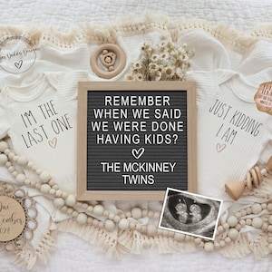 Neutral Twin Announcement Digital | Funny Twin Announcement Digital | Editable Template | Last One Just Kidding | Surprise Twin Reveal