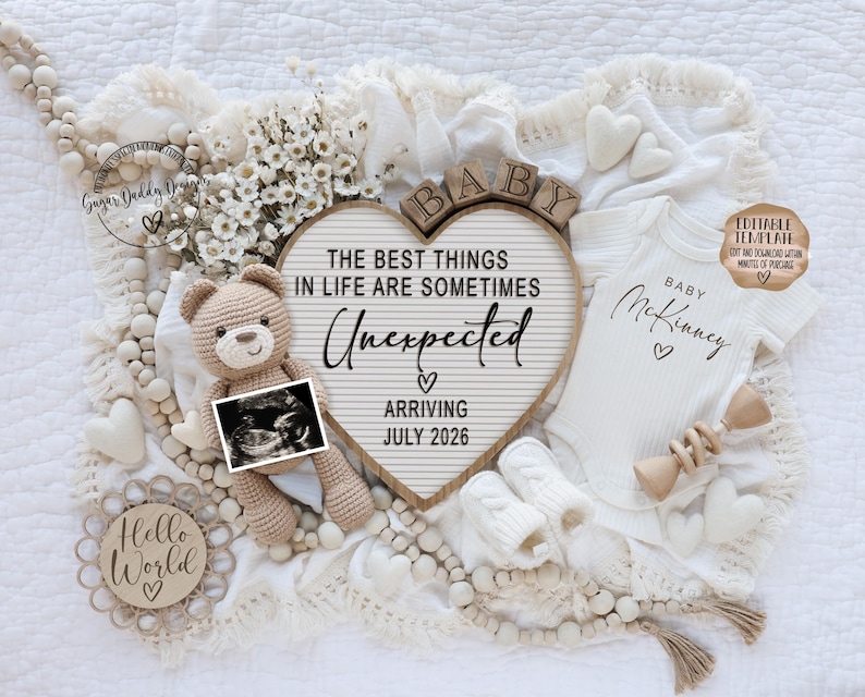 Unexpected Pregnancy Announcement: Teddy Bear, Editable Template (Digital Download) image 13