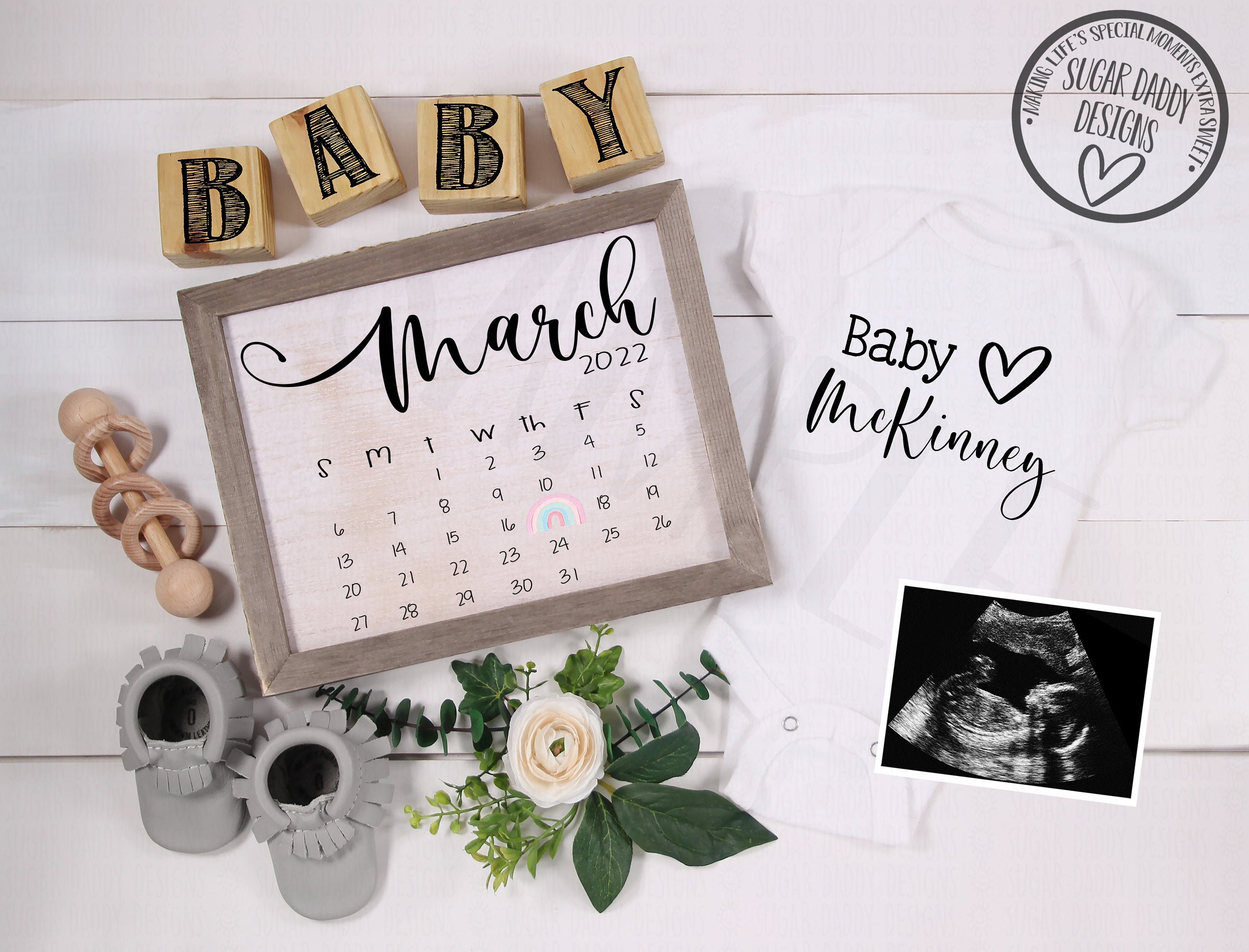 Personalized Pregnancy Calendar Announcement Custom Baby Etsy