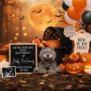Faire-part de grossesse pour Halloween, modèle pour révéler un bébé (numérique)