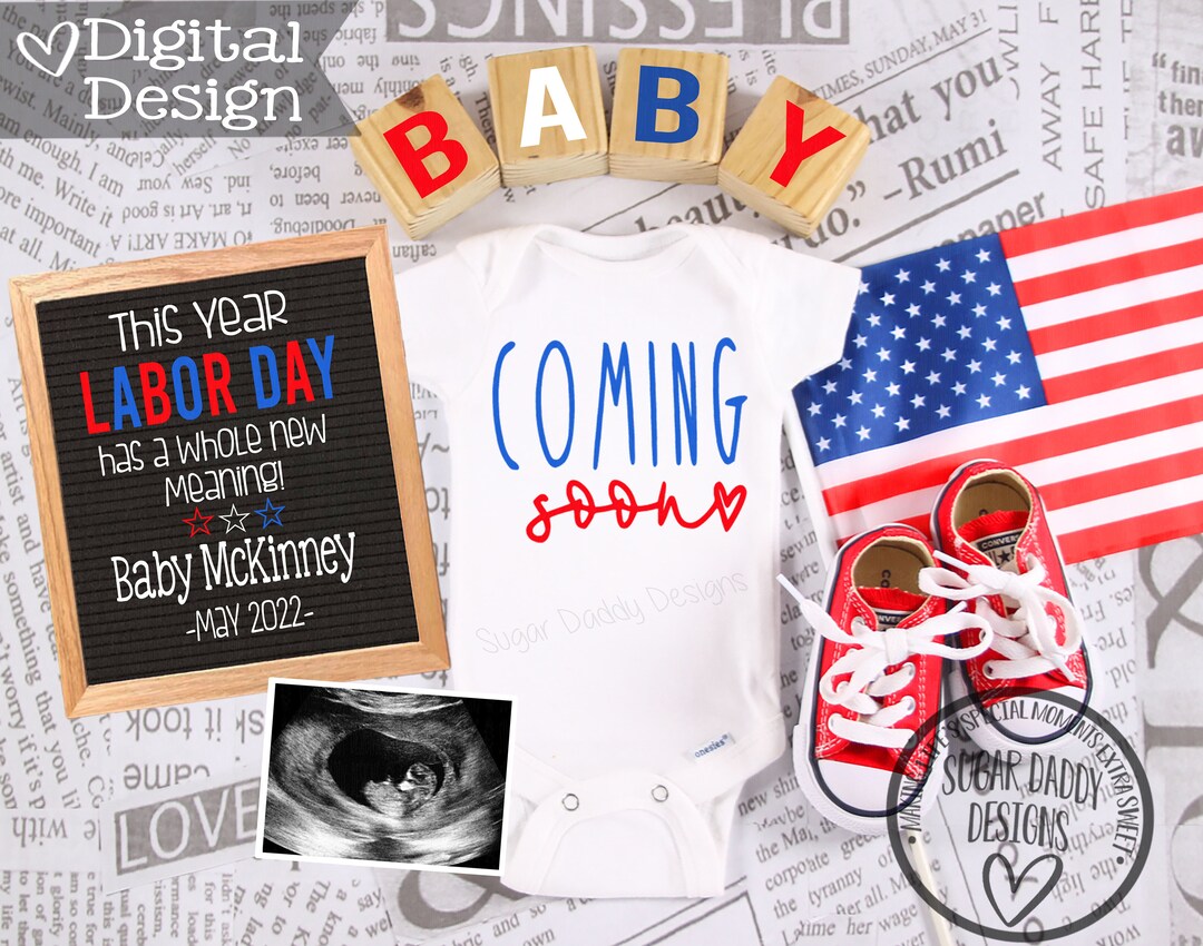 Labor Day Baby Announcement Social Media Pregnancy Etsy
