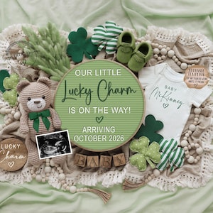 St. Patrick's Day Pregnancy Announcement: Lucky Charm Teddy Bear (Digital Template)